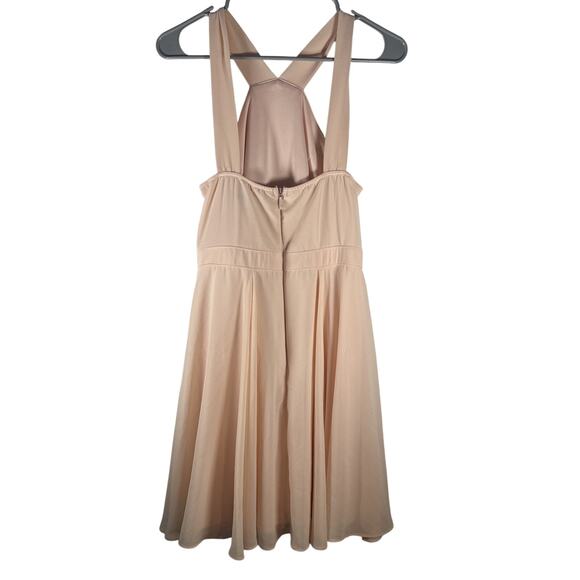 Lulus Balletcore Womens Skater Mini Dress Back Zip Peach Pink Size Medium - Picture 3 of 9